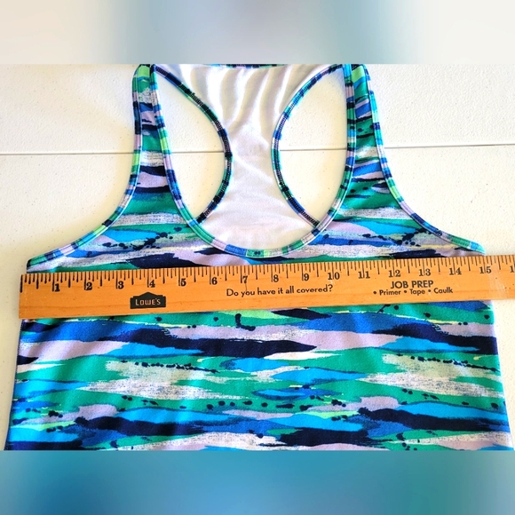 Lululemon Cool Racerback Tank Top Seven Wonders Multi Color Blue/Green Sz 8 - Picture 3 of 9